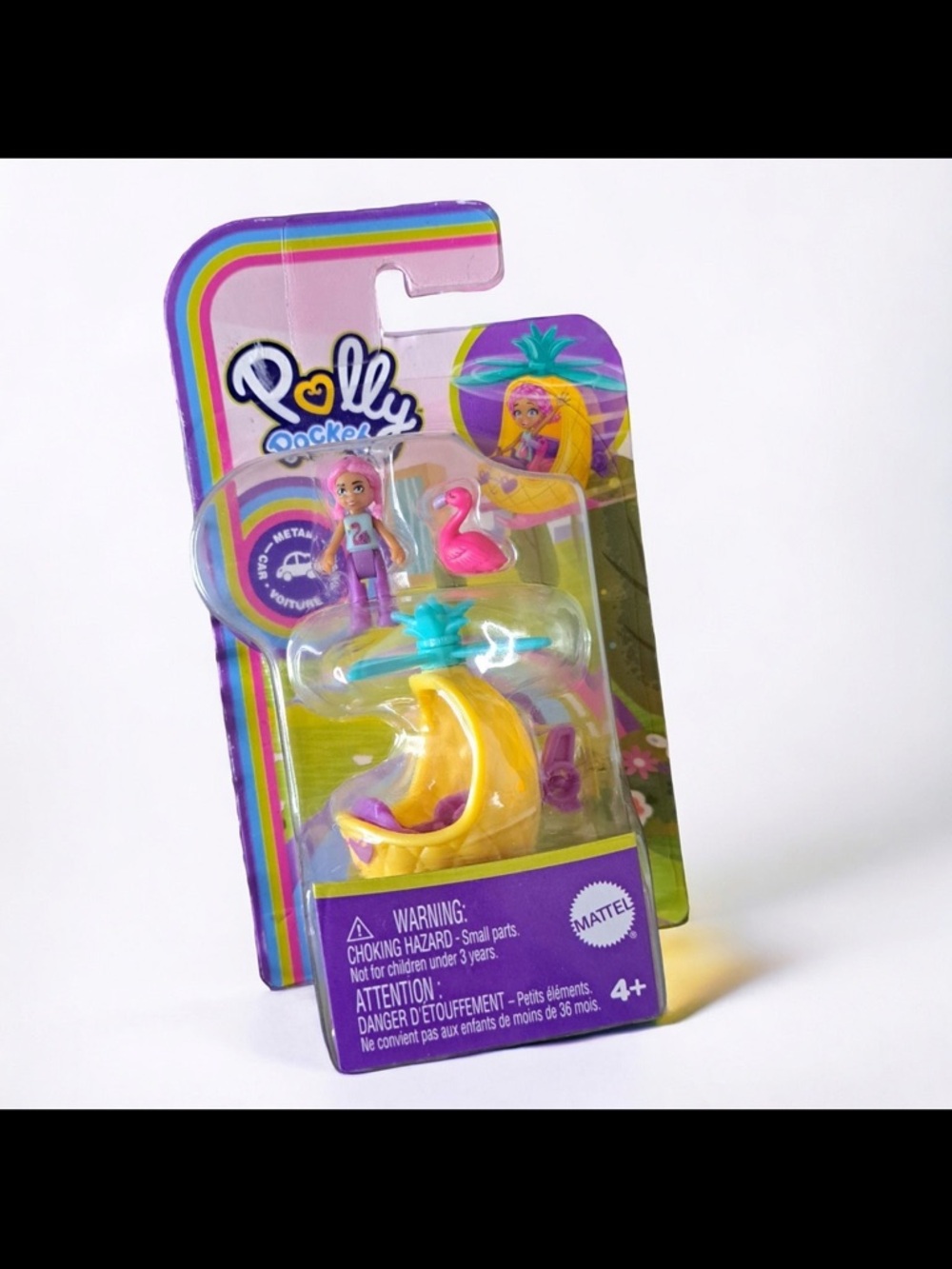 Polly Pocket Pineapple Micro Pineapple Helicopter with Mini Doll Playset